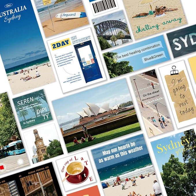 Monolike Capture The Life Sticker Pack - Sydney (102Pcs) - Variety Pack, Journal, Scrapbook, Waterproof, Fancy Sticker