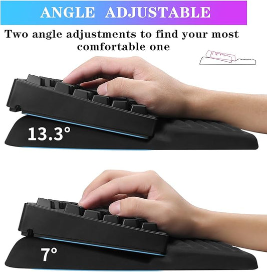 Computer Keyboard Stand Pad with Wrist Rest, Ergonomic Comfy Tilted Keyboard Stand Riser Holder Pad for Office Home (Black)