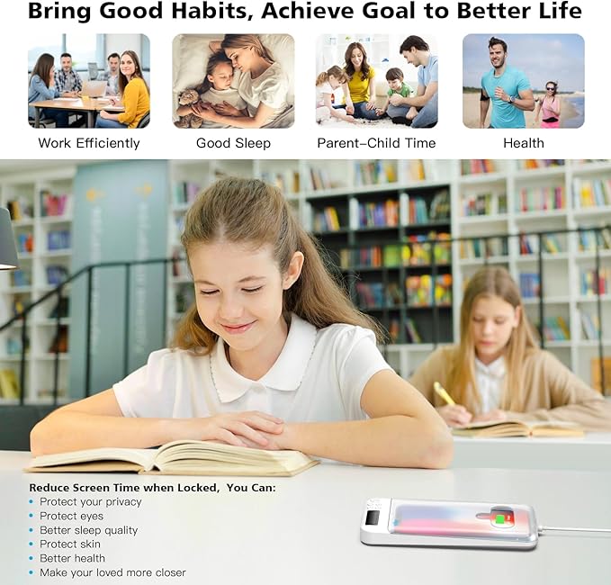 ySky Timed Phone Lock Box for iPhone & Android - Self-Control Timer to Help Kids & Students Focus Back - Translucent