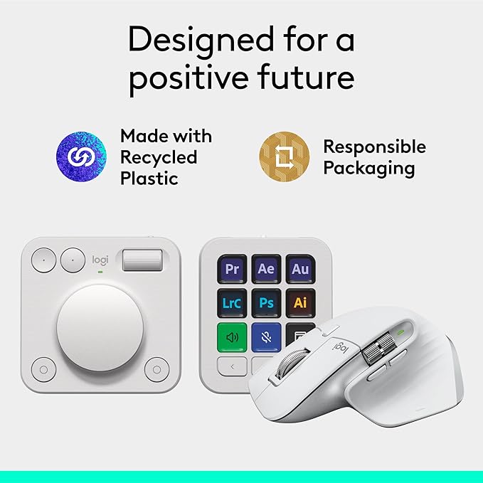 Logitech MX Master 3S Wireless Mouse Standard Edition with Logi Bolt USB Receiver + MX Creative Console: Mouse, Programmable Keys and Dial for Graphic Design, Video Editing, Adobe and More - Pale Grey