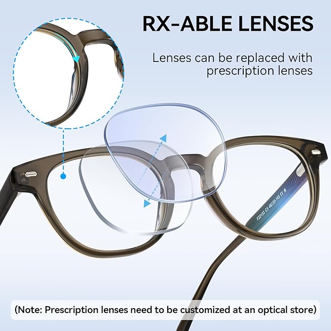 Dollger Blue Light Blocking Glasses For Woman Men Thick Square Frame Round Non-Prescription, For Computer,Work, TV,Gaming