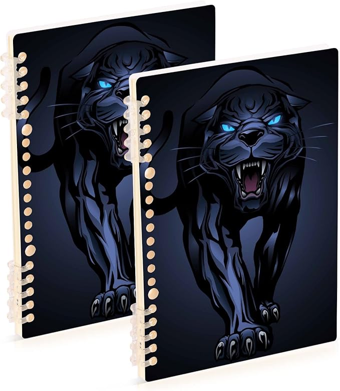 senya Spiral Notebook Ruled 2 Pcs, Roaring Panther Journals for Study and Notes 60 Pages with Durable Hardcover