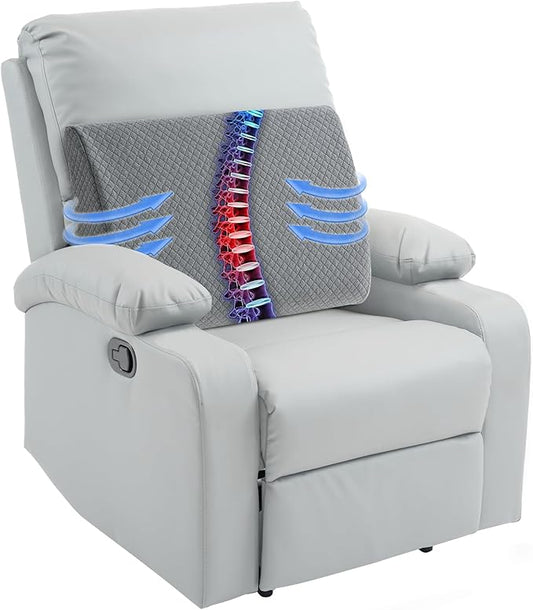 HOMBYS Lumbar Support Pillow for Recliner Chair, Memory Foam Back Support Cushion for Elderly,Extra Large Lumbar Support Pillow,Thick Backrest for Home Reading (Grey, 20“x13.5"x5")