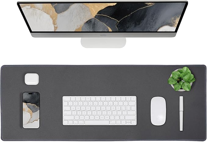 ALOANES Waterproof Mouse Pad with Durable Stitched Edge, XL Gaming Keyboard Pad, Non-Slip Rubber Base Mouse Mat, Desk pad for Gamer, Office & Home, Dark Gray Mousepad 31.5''x 11.8''x 0.12''