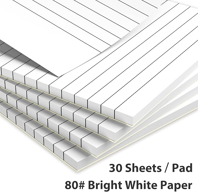 Notepad for Daily Planning and Organization of Work – 4 x 6-inches Lined Paper – Thick Bright White Paper – 30 Pages – Note Pads Ruled Pages – Pack of 8