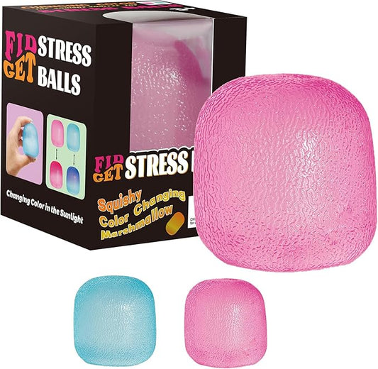 Fidget Toys Stress Balls for Kids & Adults - Changes Color in The Sun - Malt Sugar Squishy Fidget Toys - Slow Rise Gel Ball - Stretchy Squeeze Stress Relief Balls for Anxiety/Therapy/Classroom