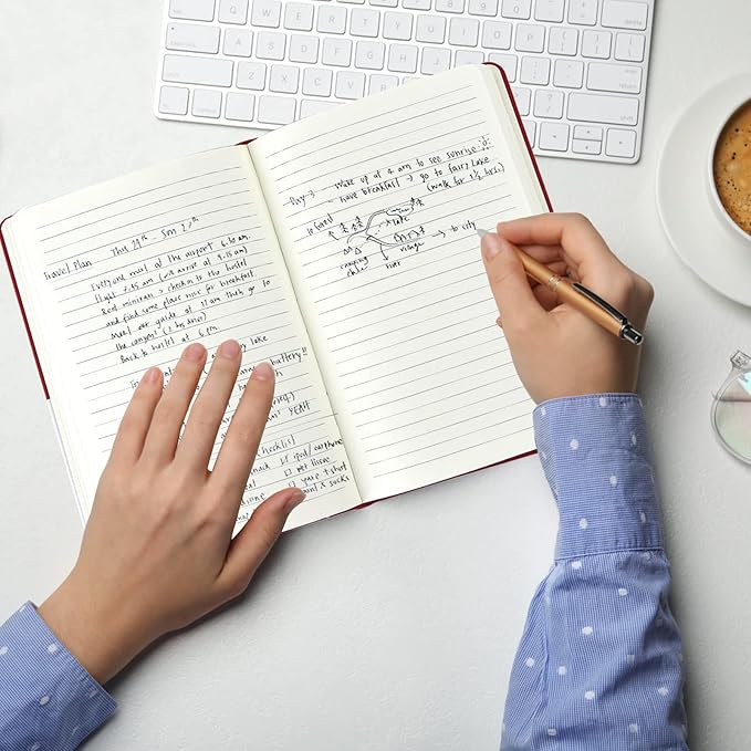 Mototo Journal Notebooks Classic College Ruled Notebooks Hardcover Leatherette Lined Journals for Office Home School Business, 8.3 x 5.5 inch, 100GSM Thick Paper, 160 Pages (Multicolor, 12 Pack)