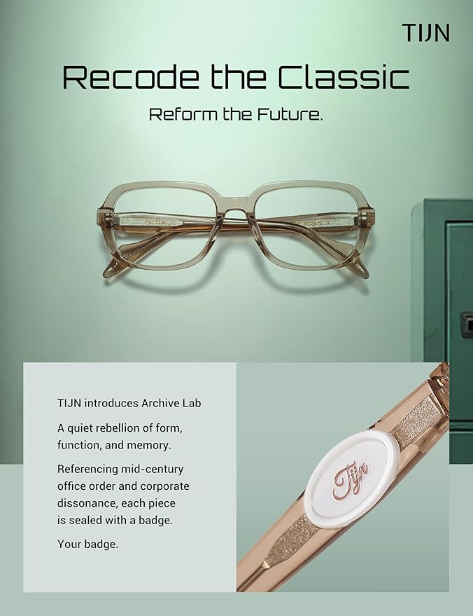 TIJN Vintage Inspired Blue Light Blocking Glasses, Modern Square Acetate Computer Screen Eye Glasses for Woman Men, AL01