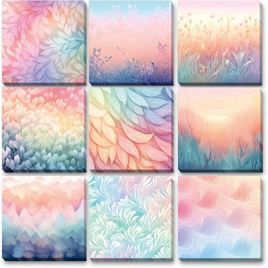9 Dreamy Pastel Gradient Sticky Notes - Self-Adhesive Note Pads & Memo Notes for School, Office, Home Supplies - Students & Teachers Gift