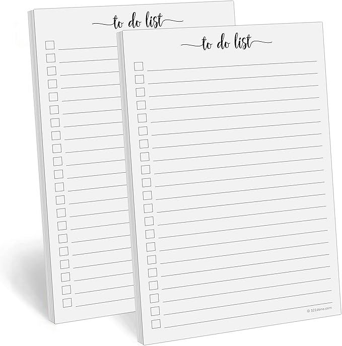 321Done To Do List Notepad - Pack of 2-50 Sheets (5.5" x 8.5") To-Do's Notepad Tear Off, Planning Memo Pad, Planner Checklist Organizing - Wide-Ruled