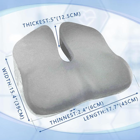 SPRING SEAON Wheelchair Seat Cushion Cool Fabric,Ergonomic Memory Foam Chair Pad for Pressure Relief, Sciatica, and Tailbone Pain,Rubber Non-Slip Bottom & Removable for Easy Cleaning