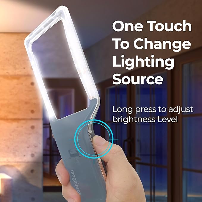 MAGNIPROS Patented 6X Large Magnifying Glass with 3 Color Light Modes | Anti-Glare Lens & Stepless Dimmable LEDs | Perfect for Reading & Inspection - Ideal for Seniors & Low Vision