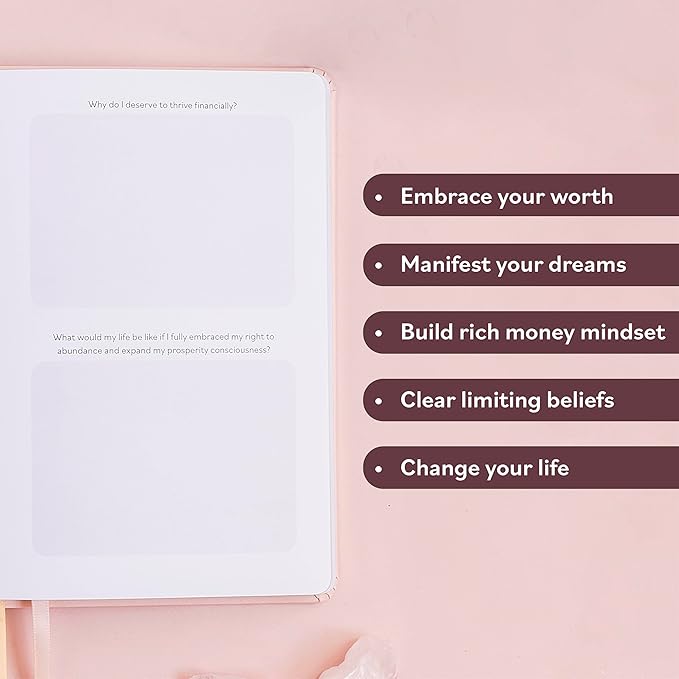 Manifestation Journal - Worthy of Abundance - Manifest Rich Life, Develop Millionaire Money Mindset - Daily Guided Gratitude Luxury Miracle Planner with Prompts for Women & Men Gift
