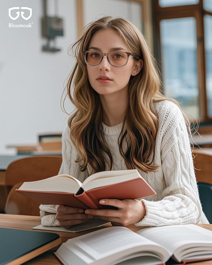 Bloomoak Rose Migraine Glasses, FL- Flex Light Sensitivity Relief Glasses for Fluorescent LED Glare,Photophobia, Eye Strain