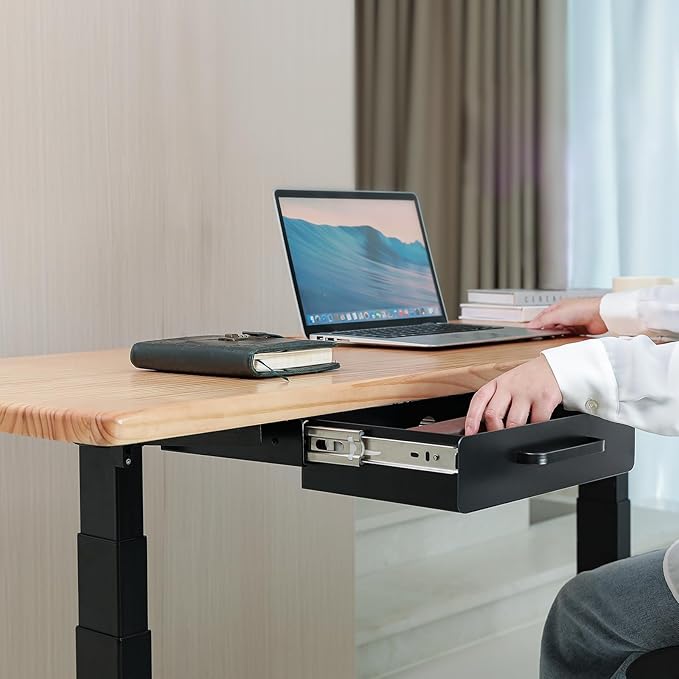 VEVOR Under Desk Drawer Slide Out, 13 inch Attachable Desk Drawer for Sit Stand Workstation, Hidden Under Counter Drawers for office Home, Black