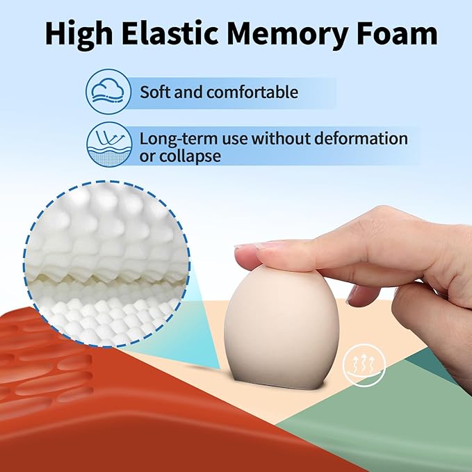 Ergonomic Mouse Pad with Wrist Rest Support, Mousepad with Comfortable Memory Foam Wrist Rest and Non-Slip PU Base for Pain Relief, Computer, Laptop, Office, Home (Blocks)