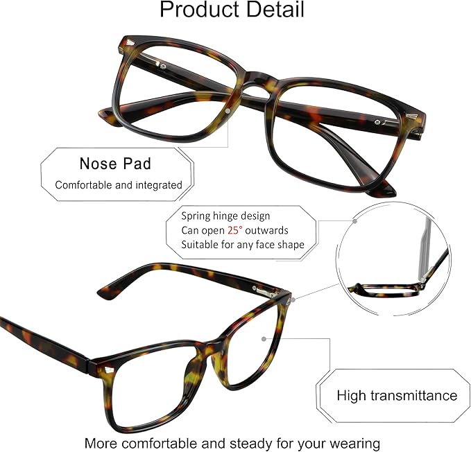 YEIN Bifocal Reading Glasses with Blue Light Blocking Lenses, Bifocal Reader for Women and Men, Vintage Square frame with Spring Hinge (+0.00/+1.75 magnification)