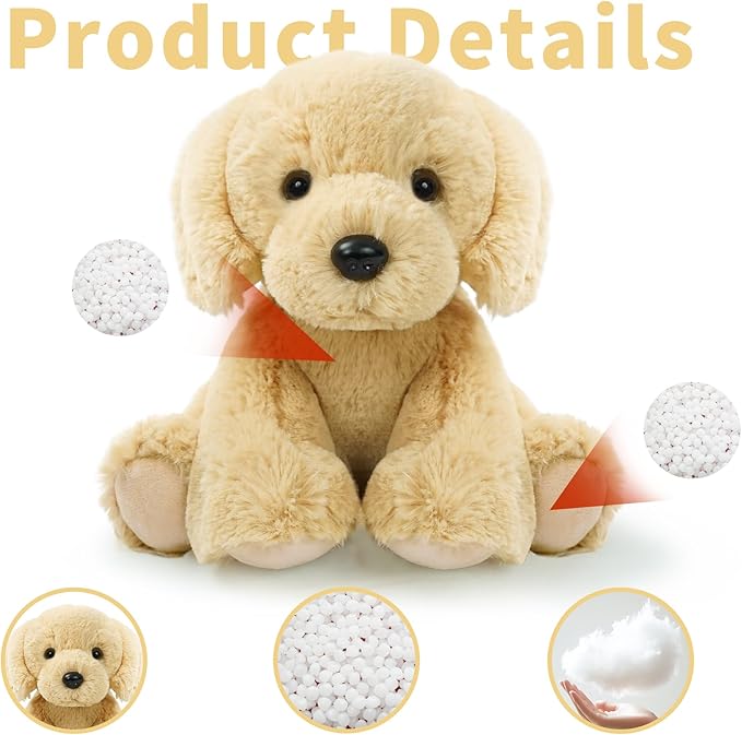 Stuffed Dog Puppy Sitting Toys Plush Animal, Realistic Dog Stuffed Animal Characters Stuffed Filled in Limbs 8.5 Inch Soft Huggable Gift for Kids with Stuffed Animals Birthday Gift for Girls Boys