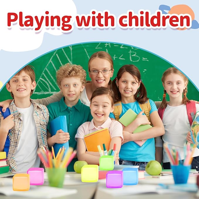 6 Pack Stress Cube Squishy Stress Balls for Adults Kids, Sensory Fidget Toys for Anxiety Stress Relief, Calming Toys Slow Rising Stress Balls Stretchy for Autism & ADHD, Malt Sugar Ball