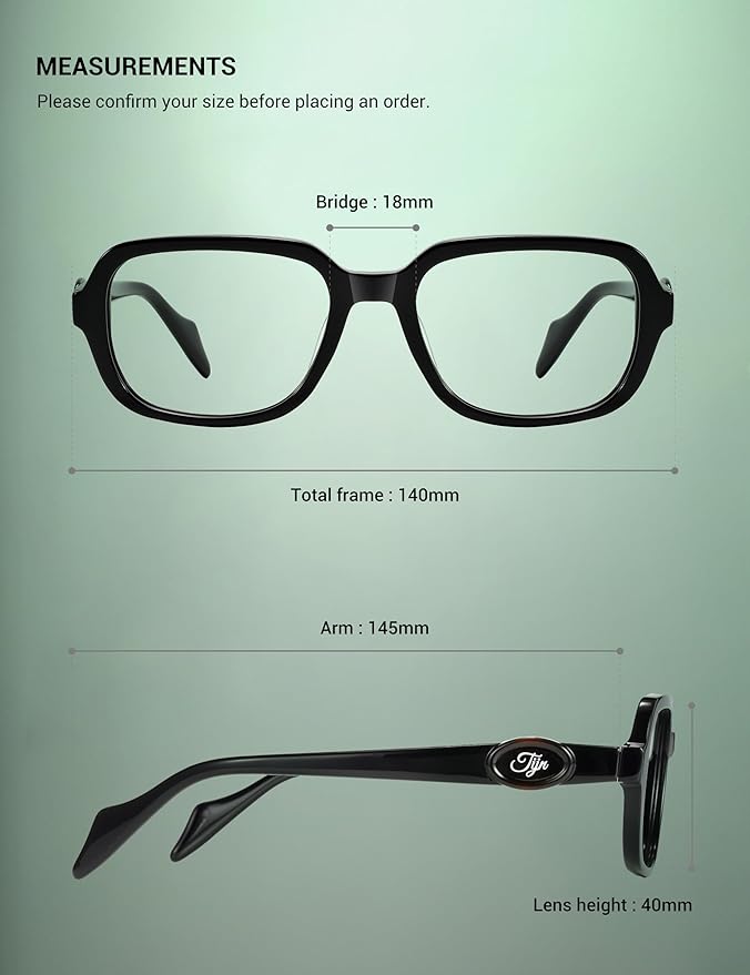 TIJN Vintage Inspired Blue Light Blocking Glasses, Modern Square Acetate Computer Screen Eye Glasses for Woman Men, AL01