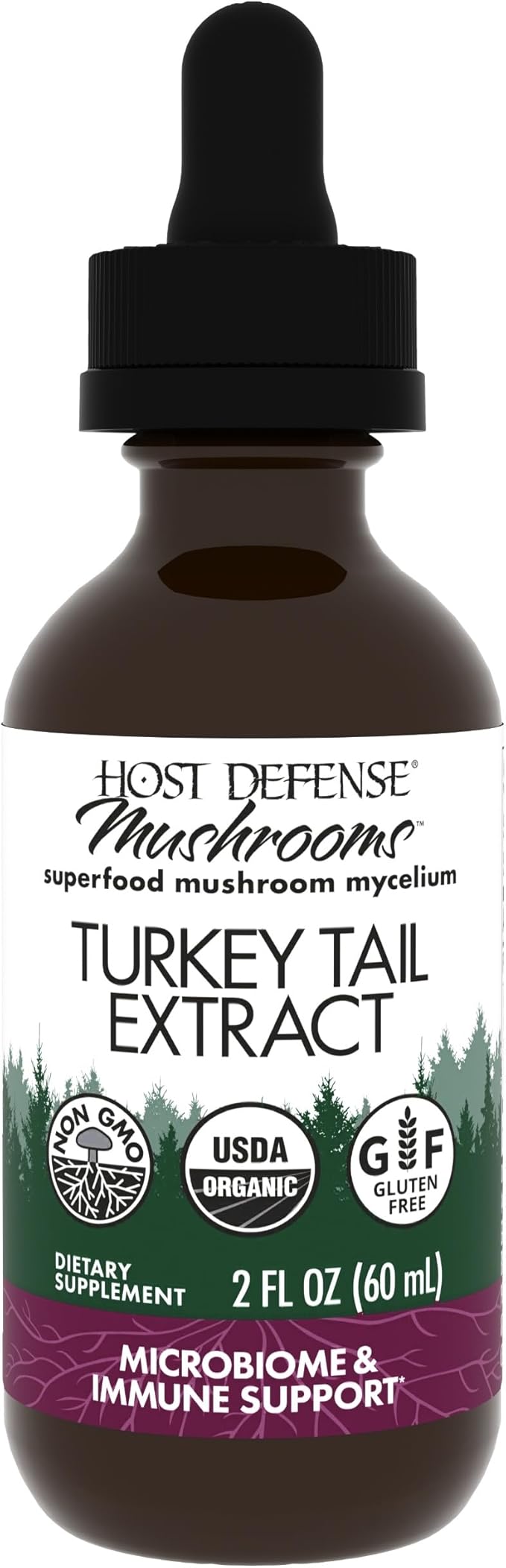 Host Defense Turkey Tail Extract - Digestive Health & Immune Response Support Supplement - Mushroom Supplement for Gastrointestinal & Gut Microbiome Support - 2 fl oz (60 Servings)*