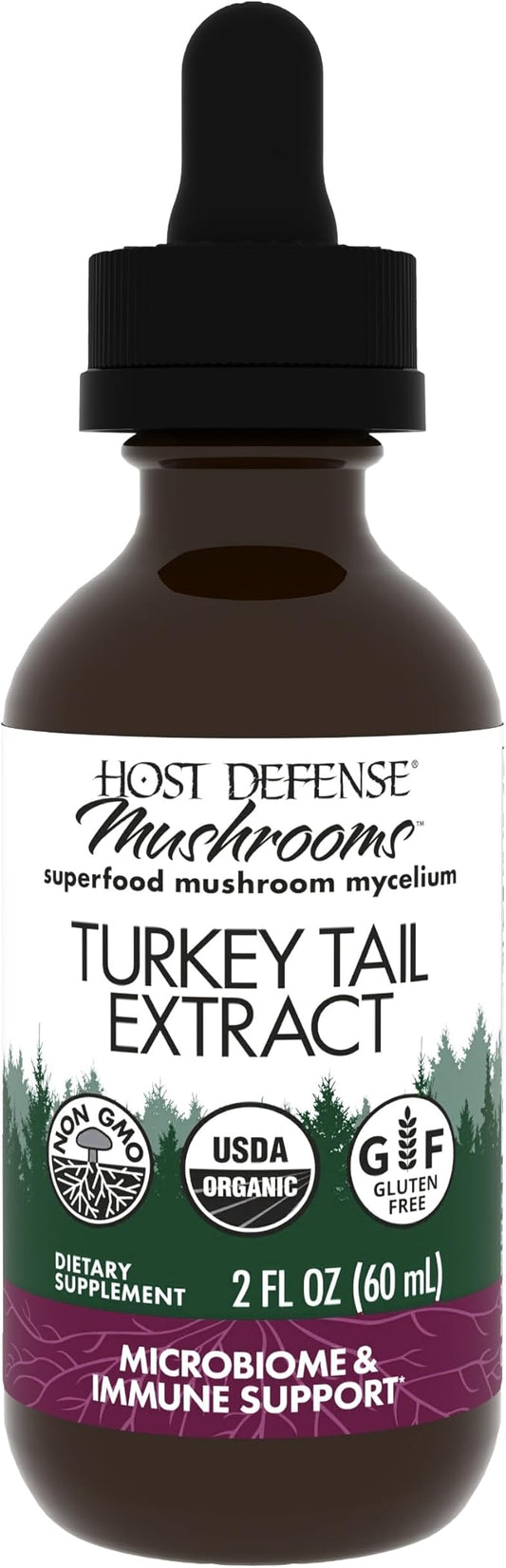 Host Defense Turkey Tail Extract - Digestive Health & Immune Response Support Supplement - Mushroom Supplement for Gastrointestinal & Gut Microbiome Support - 2 fl oz (60 Servings)*