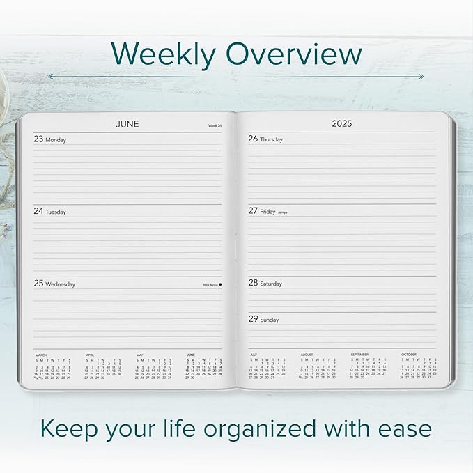 Harbor Large Weekly Monthly Planner 2025 - Calendar Planner and Notebook, Durable Faux Leather, 192 Pages, Softcover & Book Bound - Cambridge Jade - 9.75 x 7.5 "