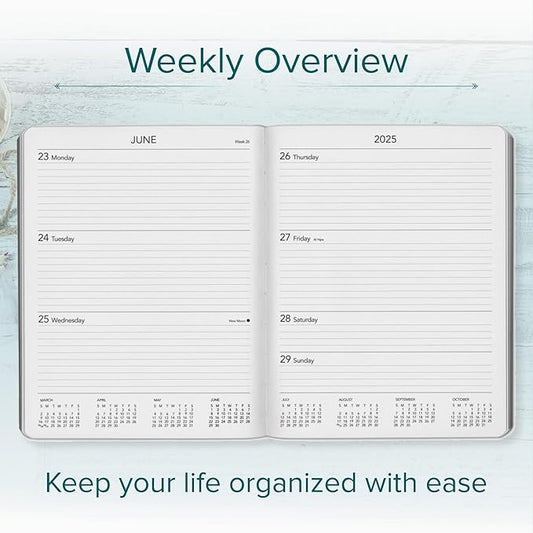 Harbor Large Weekly Monthly Planner 2025 - Calendar Planner and Notebook, Durable Faux Leather, 192 Pages, Softcover & Book Bound - Cambridge Jade - 9.75 x 7.5 "
