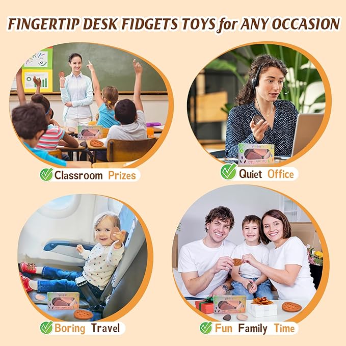 Fidget Toys Sensory Stones for Kids and Adults,6 PCS Texture Worry Stone for Anxiety Autism Teen Calm Down & ADHD Stress Relief,Quiet Fidgets for Classroom Small Prizes Gifts for Travel Toy