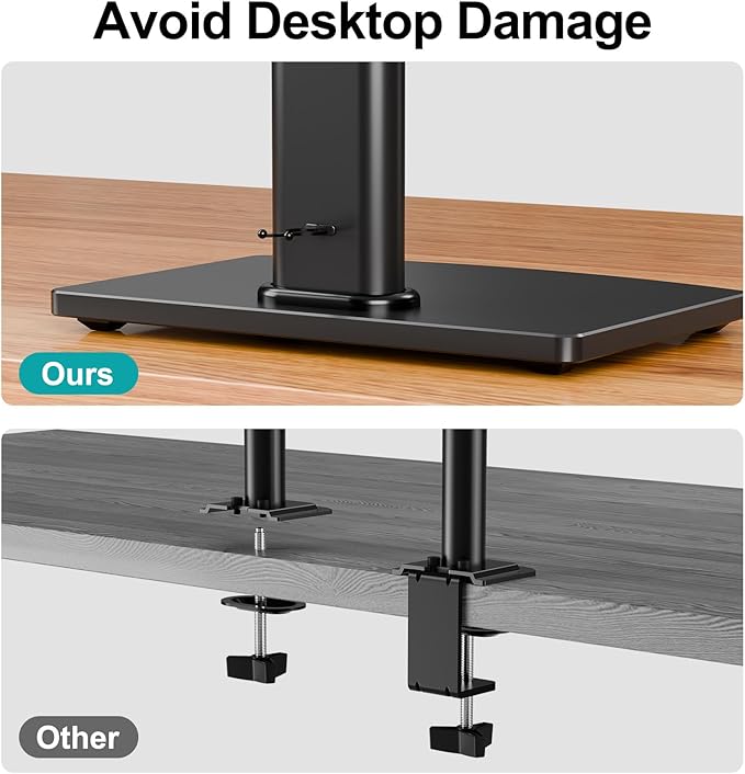 MOUNT PRO Single Monitor Stand Fits Max 32 inch Screen, Free-Standing Computer Desk Stand, Display Mount with Height Adjustable, Swivel, Tilt, Rotation, VESA Monitor Stand 100x100