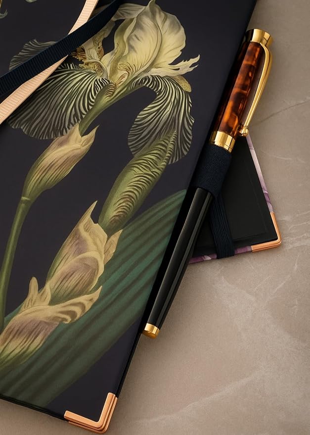 A5 Dot Grid Journal – Ivory Paper Bullet Notebook with Peony Hardcover, Copper Edges, Pen Loop, 2 Ribbon Bookmarks, Inner Pocket – Elegant Floral Stationery for Journaling (Peony Whispers)