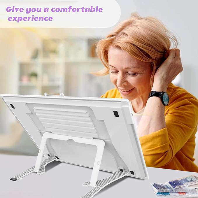 A3 Rechargeable LED Light Pad,Light Box for Tracing with Integrated Stand,3 Light Colors 6 Levels of Brightness and stepless dimming,Light Board for Diamond Painting,Drawing,Artists