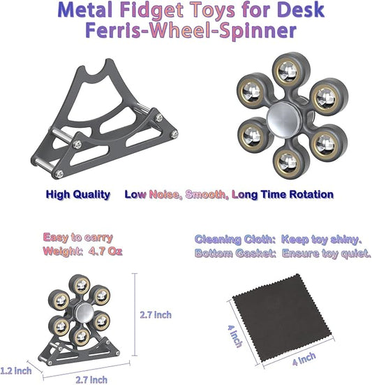 Desk-Fidget-Toys for Ferris-Wheels-Spinner: 4mins Metal Kinetic-Spinner Cool-Gadgets for Office Home School Christmas, EDC-Toy ADHD Tools Cool-Stuff Stress Relief Gift for Kid Children Teen Adult
