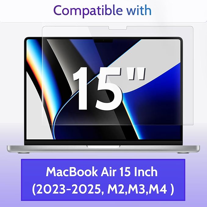 3-Pack Anti Blue Light Screen Protector for MacBook Air 15 Inch(2023-2025, M2 M3 M4)-A2941 A3114 A3241, 15.3" Mac Laptop Glare Filter Uv Blocker Shield Cover Eye Protection Film