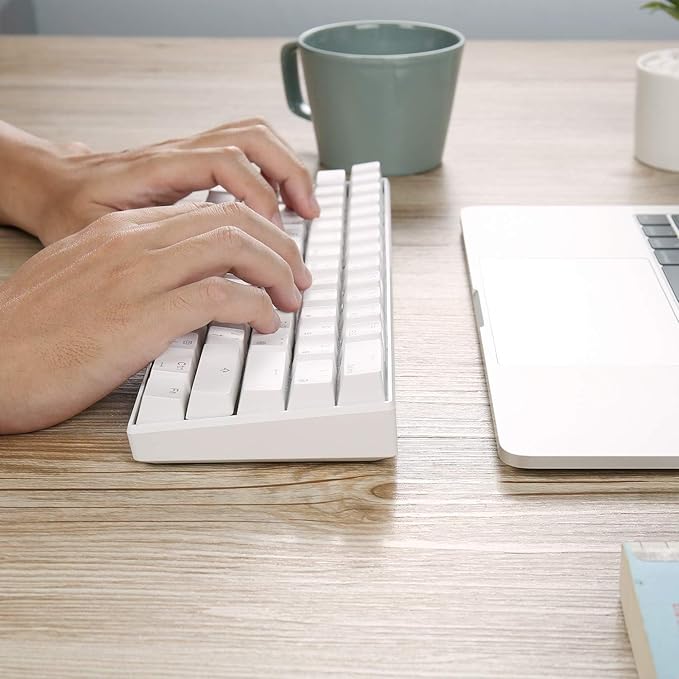 RK ROYAL KLUDGE RK61 Wireless 60% Triple Mode BT5.0/2.4G/USB-C Mechanical Keyboard, 61 Keys, Compact Gaming Keyboard w/Software (Hot Swappable Brown Switch, White)