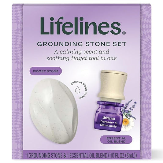 Lifelines Scent-Infused Grounding Stone & Oil Blend Gift Set - Fidgets for Tweens, Teens & Adults with Essential Oil Blend - Stocking Stuffers, White Elephant & Holiday Gifts for Christmas