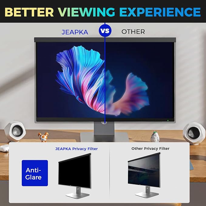 5A Magnetic Computer Privacy Screen Filter 24 inch, Removable Hanging Anti Blue Light Privacy Panel for 16:9 Widescreen Monitor, Anti-Glare Protector 24in