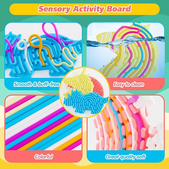 3Pcs Sensory Activity Board, Fidget Sensory Toys for Kids Adults, Duble Sided Design Kids Busy Board for Fine Motor Skill, Calm Down Fidget Toy for Stress Relief, Calming, Focus, ADHD and Autism