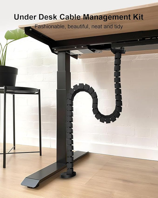 Under Desk Cable Management Vertebrae Fit for Sit Stand Desk Management, Magnetic Fixation Adjustable Length Cable Management Spinal, Flexible Chain Raceway Black
