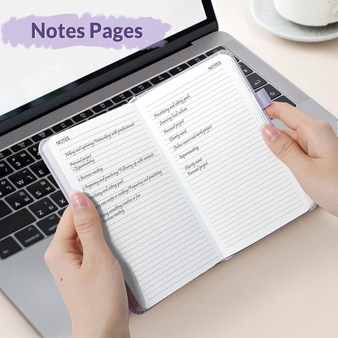 SUNEE 2026 Pocket Weekly Planner for Purse 3.5" x 6" - 12 Month (January 2026 - December 2026), Small Size Planner, Hardcover, Notes, Pocket, 100 GSM Paper, Purple