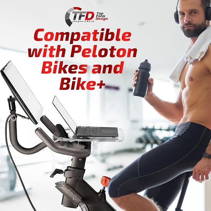 TFD The Tray3D | Compatible with Peloton Bike Gen 3 & Bike+ (Both Models), Made in the USA, Laptop & Desk Tray Holder | Designed with Premium Grade Acrylic Materials - The Ultimate Peloton Accessories