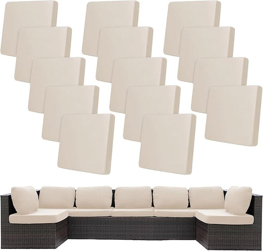 14 Pcs Stretch Patio Cushion Covers,Outdoor Couch Covers Replacement,Outdoor Couch & Sofa Slipcovers,for Patio Furniture Cushion Covers,Washable Reusable Furniture Protector (Beige,Cover Only)