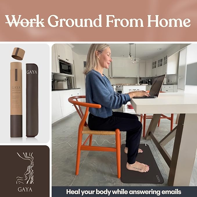 GAYA Grounding Mat for Feet, Sleep Improvement, Back Pain Relief, Muscle Relaxation & Stress, Earthing Pads for Bed, Ground for Desk, Earth Mats, Bedding Pad (24''X16'')