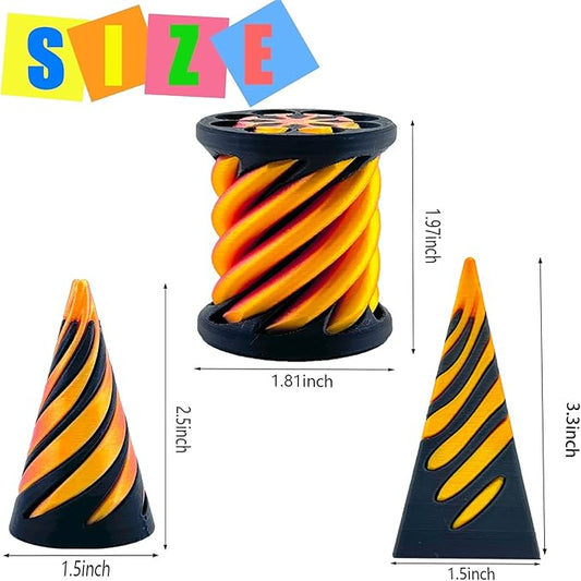 3 Pack Spiral Cone Fidget Toy, Spiral Cone Pass Through Pyramid Fidget for Stress and Anxiety Relaxing