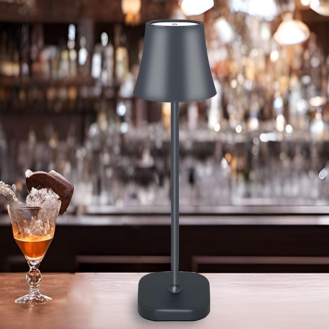 Cordless Table Lamps for Living Room:72 Hours Rechargeable Battery Operated Table Lamp: Dimmable Touch Desk Lamp: Portable Modern Industrial Bedside Table Lamps Set of 2 (Dark Grey)