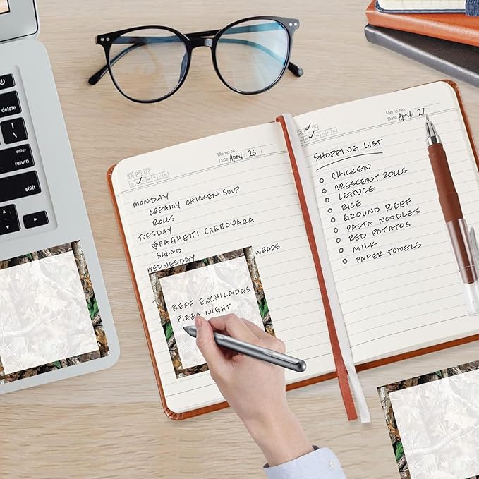 Sticky Notes, 2 Pads, 3x3 inches, Cute Colorful Fun Self-Stick Note Pads, Easy Post, Strong Adhesive Notepad Hunting Camo