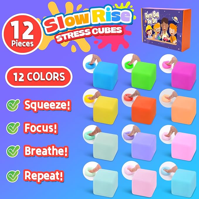 72PCS Color-Changing Stress Cube - Soft, Squeezeable Stress Relief Balls for Relaxation, Ages, Ideal for Parties, Home, Classroom, and Office Use, Slow-Rebound Design, Portable
