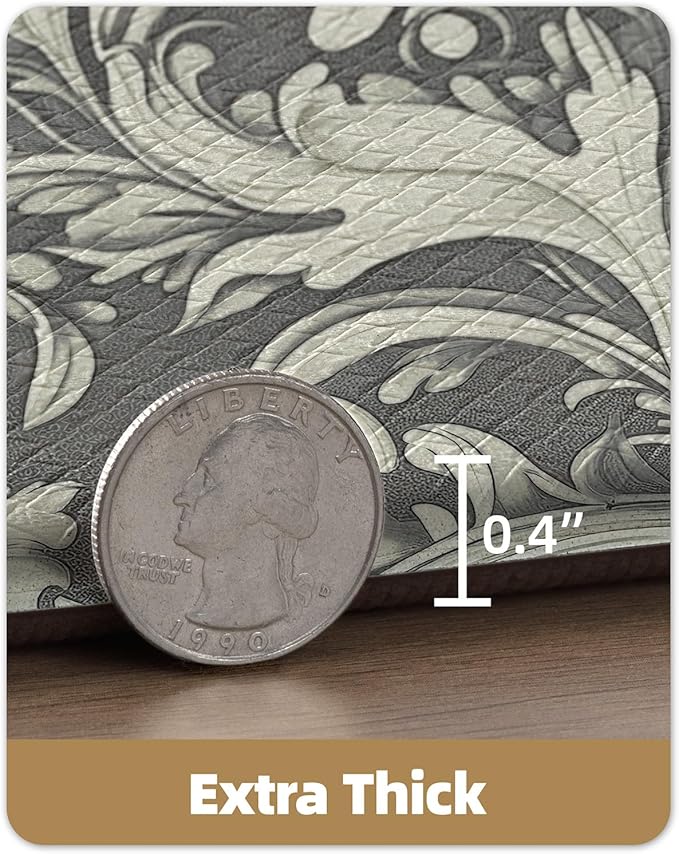 Color&Geometry Floral Kitchen Mat 24"x59", Anti Fatigue Mats for Kitchen Floor, Kitchen Rugs Non Slip, Waterproof & Oil Proof Kitchen Runner for Standing Desk Office, Sink - Grey