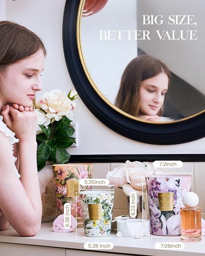 M&SENSE Wild Cherry Scented Candle 3 Wick, 35oz 150H Long Lasting, Soy Candles Stress Relief Romantic Gifts for Women Home Decor