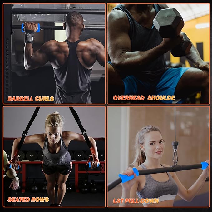 Hikeen Thick Bar Dumbbell Grips,Non Slip Hard Rubber Barbell Grips,Grips for Weight Lifting, Muscle Building-1.77", 2", 2.25" & 2.75" Outer Diameter